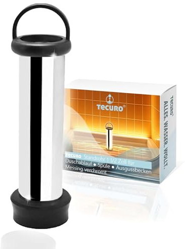 tecuro Standrohr für Ablaufventile 1 1/2 Zoll x 120 mm Länge, für Duschablauf, Spüle, Ausgussbecken, Messing verchromt