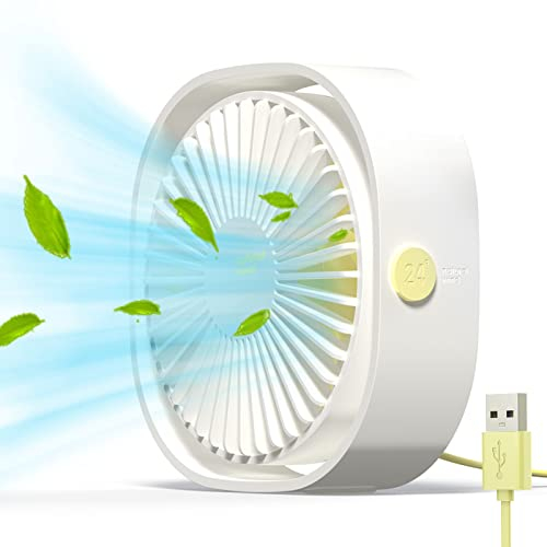 Simpeak Mini ventilateur de bureau USB silencieux et portable alimenté par USB uniquement (pas de batterie), 3 réglages de vitesse, pivotant à 360° pour la maison et les voyages