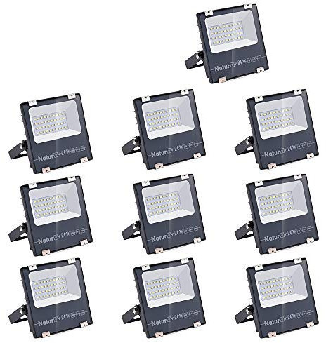 10pack 20W Projecteurs LED Éxterieur, 2000LM Spot LED Extérieur Super Lumineux IP66 LED Projecteur, 6000K Blanc Froid Eclairage de Sécurité Floodlight pour Jardin, Cour, Garage, Entrée, Terrasse