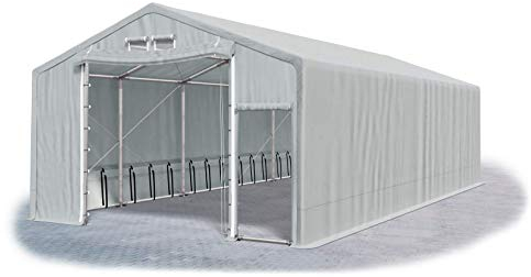Das Company Lagerhalle 6x10x2.5m feuersicher grau wasserdicht ganzjährig Industriezelt Stahlseile 600g/m² PVC Winter Plus SFR - Zeltgarage, Lagerzelt Winterfest, Zeltgarage Winterfest - Winterzelt
