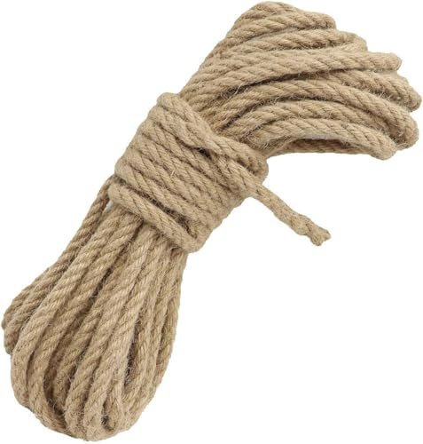 KuTi Kai Natural Hemp Cord Ropes and Strong Jute Rope Sash,Multi Purpose Utility Sisal Twine Rope (6mm-10M(32ft))