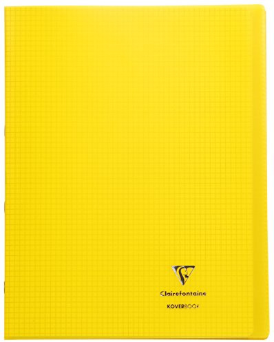 Clairefontaine 984606C - Notizbuch Koverbook, DIN A4+, 24x32 cm, 24 Blatt 90g, kariert 5/5 mit Rand, Einband aus transparentem Polypropylen, Gelb, 1 Stück