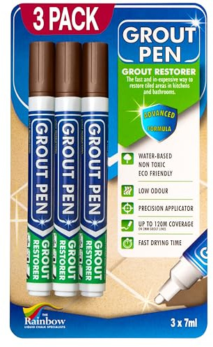 3 X BROWN Grout Pens - Designed for restoring tile grout