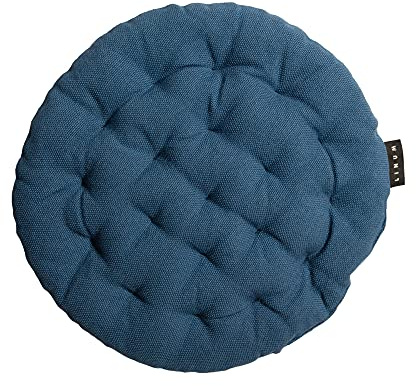 LINUM Pepper Elegantes Rundes Sitzkissen für Indoor und Outdoor Ø 37cm, 100% Baumwolle, Waschbar, Indigoblau