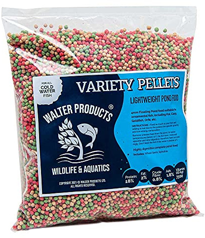 Walters Variety Pellets (10L Refill Bag) | Pond Food for Goldfish, Koi and all Cold Water Pond Fish | Floating Fish Food Pellets in Tubs and Refill Bags
