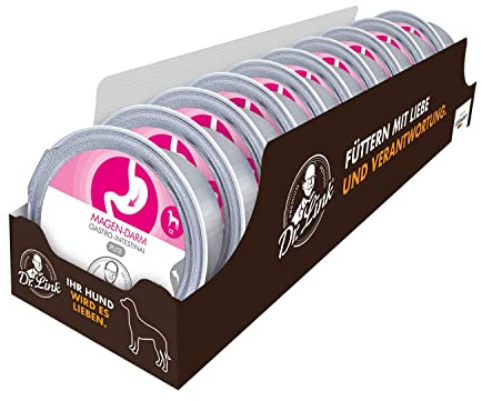Dr. Link Spezial-Diät Hundefutter Hunde Proteinquelle Pute – Magen, Darm, Verdauung - leicht verdaulich, unterstützt Darmflora & Bauchspeicheldrüse – 10x125g Schale