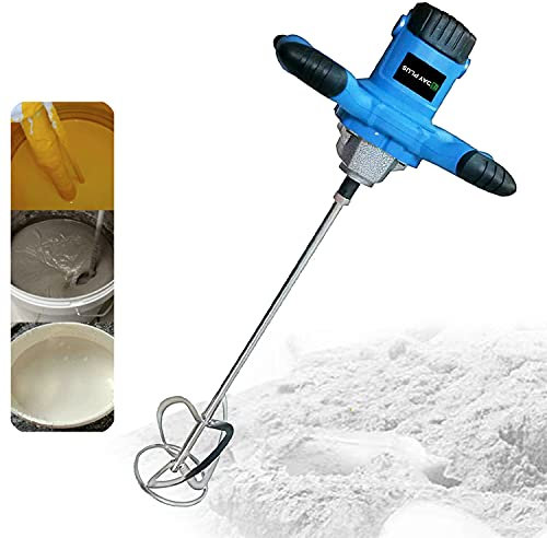 Mélangeur de mortier Malaxeur Betonniere Electrique Mélangeur Peinture Béton Rainureuse Beton Mélangeur de Ciment Portable (2600W, 0-1500 r/min, 6 Vitesses réglables, Fonctionnement à Verrouillage)
