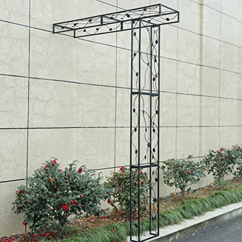ZYFA Rosenbogen Torbogen Gartenbogen aus Metall Rankhilfe Rosen Kletterer Garten Pergola Rosenhilfe Rankgitter Spalier Rosengestell für Kletterpflanzen,Gartendekoration,Blumen (Color : Black)