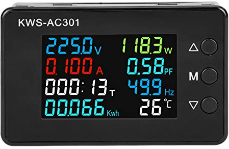 DROK AC Multimeter, 50-300V 0-100A with Open Transformer 110V 220V Voltage Current Power Electric Energy Monitor, Ampmeter Voltmeter LCD Screen for Home-use