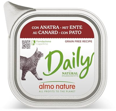 Almo Nature Daily - Nassfutter für Erwachsene Katzen - Ente - 100 g, Packung mit 32