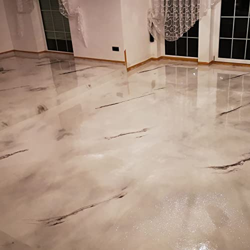 Home Profis Komplett-Set HPBI-500 Epoxidharz Designboden Marmor Optik (Hell) Bodenbeschichtung Innen (10m²) Epoxy Garage Werkstatt Keller Badezimmer Bodenfarbe & Fliesenfarbe