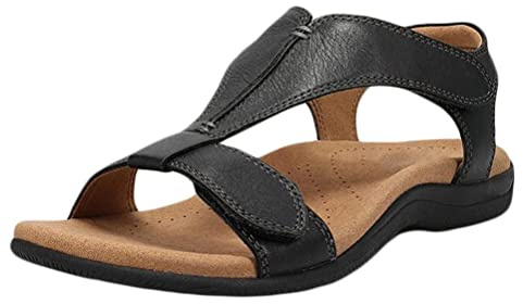 ticticlily Sandales Compensées Mode Femmes Orthopédiques Sandale À Bout Ouvert Été Chaussures de Plage Respirant Sandales A Noir 38 EU