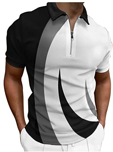 LAOSU Polo De Printemps,Manches Courtes Décontractée Design Polo,Pas Cher Polo Homme Bleu,Fermeture Éclair/Bouton Polo en Maille Homme,Chemise Col Pelle À Tarte,Polo Manche Courte
