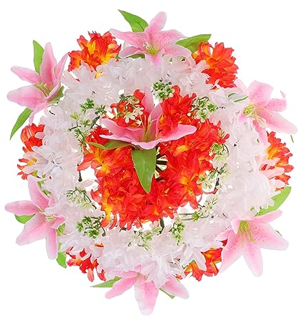 Warmhm Künstlicher Trauerkranz Fürs Grab Friedhofskranz Aus Hochwertigen Kunstblumen Zarte Blumenkranz-Dekoration Für Beerdigungen Langlebiges Material Für Dauerhafte Trauerfeiern