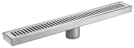 Sandy Beach Linear Shower Drain 500mm - Ideal Linear Shower Waste Solution, Stainless Steel Drain Channel, Slotted Shower Trap for Efficient Water Flow, Easy-to-Clean Floor Drainage - Silver, 500mm