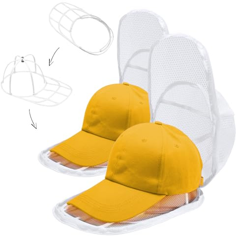 Lavar Gorras Lavadora de Béisbol, Plegable Soporte para Gorras y Funda de Malla con Cremallera para Evitar Que Las Gorras se Deformen, Bolsa Protectora Accesorios para Lavadoras, Blanco, 2 Pieza