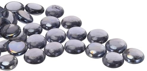 sourcing map Glass Beads,36pcs Flat Glass Gemstone Gray 0.44lbs (0.67-0.87) Glass Marbles Pebbles for Vase Fillers Aquarium Decor DIY Craft