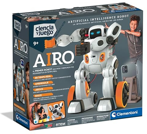 Clementoni - Robot AIRO con Inteligencia Artificial - Juguete Educativo y Personalizable para Niños - Interactivo con Reconocimiento de Gestos y Voz - A Partir de 8 Años - 55513