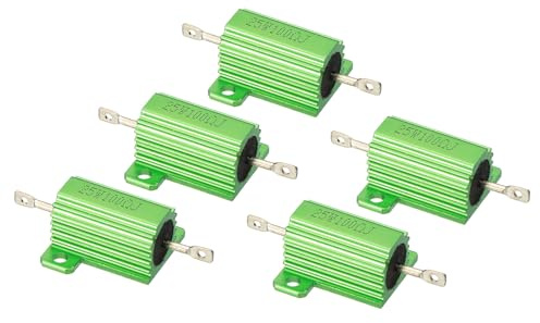 PATIKIL 5 Stk 25W 100 Ohm 5% Toleranz Aluminium Gehäuse Drahtwiderstände Widerstand Sortiment Fall Drahtgewickelte Widerstände SchraubenTap Power für Maschinen Elektronik DIY Projekt Grün