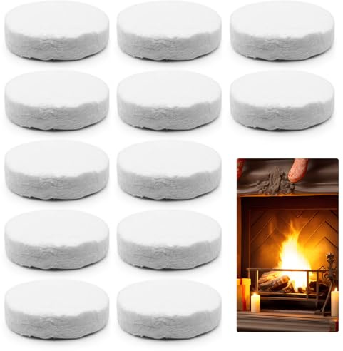 12 Stück Keramikwolle für Bioethanol Rund Keramikfasermatte Keramik Wolle | Keramikwolle Rund 8,6×2,5cm Glaswolle Hitzebeständig Keramikschwamm für Bioethanol Kamin, Tischkamin
