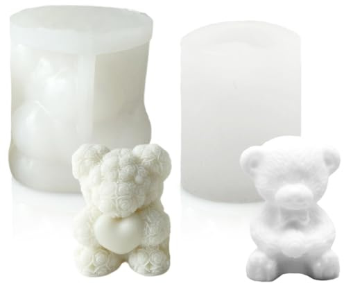 2PCS Bär- und Eiswürfel-Formen, Süßigkeiten- und Schokolade-Formen, DIY-Kerzen-Formen für Backzubehör