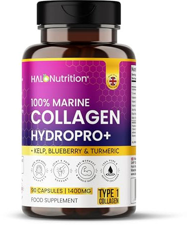 Marine Collagen Capsules with Hyaluronic Acid & Turmric- Collagen Capsule- High Strength Collagen Supplements for Women & Men - 90 Capsules - Premium Collagen Complex for Skin Joints Hair