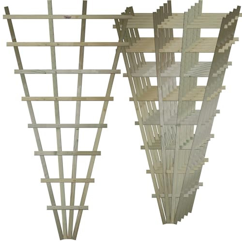 Large Fan Shaped Pack of 6 3x6ft (W: 3ft x H: 6ft) Frameless Decorative Lattice Trellis Panel Plant Grown Wall/Fence Art with Large Standard Squares Width 1010mm x Height: 1828mm