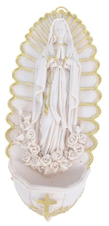 Cabilock Acquasantiera Cattolica Decorazione Della Di Lourdes Ornamento Da Appendere Per L'Ingresso La Parete Di Casa La Prima Comunione La Cresima L'Altare