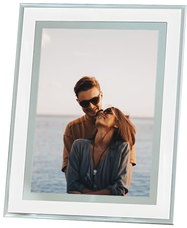 LUFEIS 3 Pack 8 x 6 Inches Glass Photo Frames, Silver Mirrored Glass Picture Frames for Tabletop Display and Home Decoration, Picture Frame for Wedding & Family Photos, Horizontal or Vertical Display