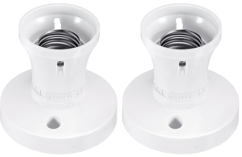 2Pcs E27 Lamp Base Socket Converter, E27 Ceiling Rose Light Fitting, e27 Light Bulb Holder Screw-in Bulb Socket Adapter for Ceiling Pendant & Wall Lighting Replacement White