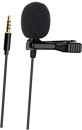 EXQUIMEUBLE Micrófono de Solapa Ligero y Compatible Laptop y Smartphones Omnidireccional Clip de 3,5 Mm para Entrevistas y Conferencias al Aire Libre