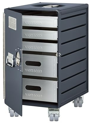 VanDeBord Rollcontainer mit Schubladen, mobiler Aktenschrank, Metallschrank, Schubladenschrank Küche, Druckertisch mit Rollen, vormontiert, 53,5 x 29,5 x 40,7, Bord Box XL, Anthrazit, Büro
