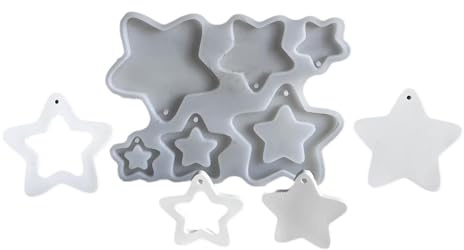 Stampo in silicone a forma di stella di Natale, stampi in gesso per stampaggio con foro, stampo per candela fai da te, ciondolo a forma di stella stampi per artigianato, decorazione della casa