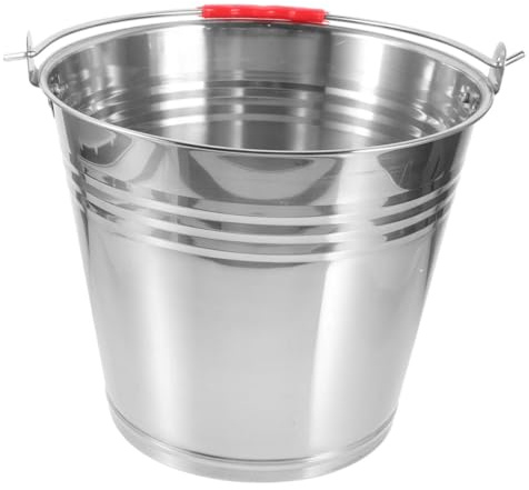 Gatuida Secchio Per Mangime Per Cavalli Da 10l in Acciaio Inossidabile Manico, Secchio D’acqua Multiuso Per Puledri e Allevamento, Resistente e Facile Da Pulire