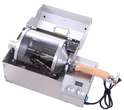 Tostacaffè Elettrico 100–400g Con Tamburo in Vetro Quarzo – Tostatrice Chicchi Di Caffè Domestica in Acciaio Inox, Temperatura Regolabile E Riscaldamento Diretto