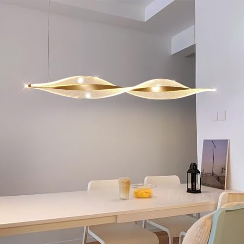 Moilsren LED Pendelleuchte Esstisch Gold Dimmbar mit Fernbedienung Modern Hängeleuchte Esstischlampe Hängend Lumiere Design Hängelamp Hoehenverstellbar für Wohnzimmer Esszimmer Kücheninsel