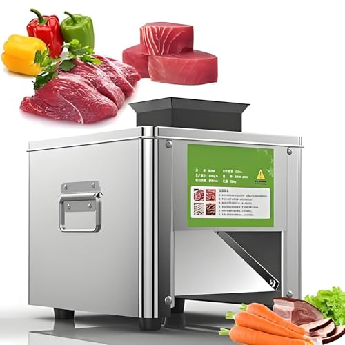 850W Affettatrice Commerciale Per Tagliare, Sminuzzare E Cubettare Carne Senza Ossa Affettatrice Elettrica In Acciaio Inossidabile Per Cucina Supermercato Agnello Manzo Pollo(21MM)