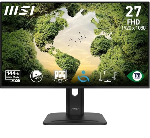 MSI Pro MP275PGN E14 Écran Professionnel 27 FHD | Dalle IPS 1920x1080, 144 Hz, 1ms, compatible VESA, HDMI, DisplayPort, FreeSync