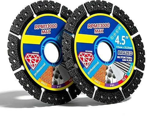 2 lame per sega multifunzione diamantate, disco per smerigliatrice angolare da 4,5 pollici per tagliare piastrelle in cemento in acciaio PVC, legno, 115 mm x 22,23 mm