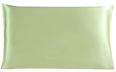 sourcing map Seidenkissenbezug 19 Momme Maulbeer Seide Kissenbezug mit Reißverschluss Kopfkissenbezug Apfelgrün 36x51cm