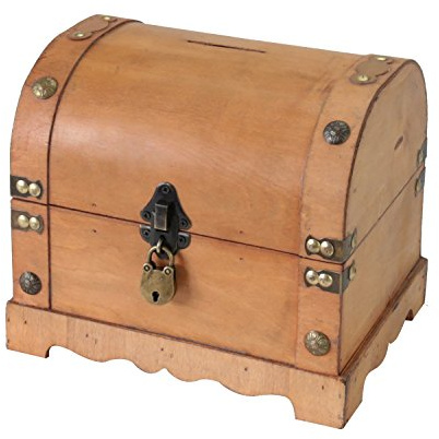 HMF Hucha de Madera, pequeño Cofre del Tesoro con Cerradura Decorativa de Estilo Vintage | 23,5 x 18 x 20 cm | Namibia