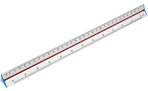 SEMPLIX Aluminium Dreikantlineal 32 cm, 6 Skalen, Eloxiert, Hochwertig, Präzise, Schutzhülle, Ideal für Architektur, Technisches Zeichnen
