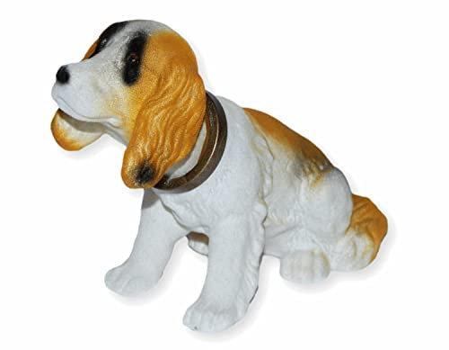 RAKSO Wackel Figur Hund Bernardiner Wackelfigur H 13 cm klein Dekofigur mit Wackelkopf