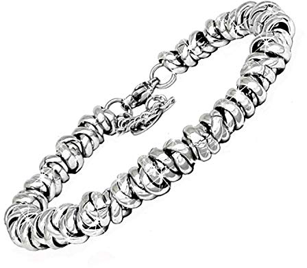 SAGA GIOIELLI® BRACCIALE DONNA INTRECCIATO NODINI ACCIAIO DIVERSI COLORI (ARGENTATO)