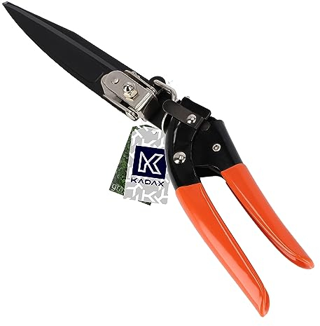 KADAX Grasschere, Rasenschere, Stahl-Klingen, Kunststoff-Griff, Länge: 33 cm, antihaftbeschichtet, drehbare Handgrasschere, hochwertige Schere, handliche Rasenkantenschere