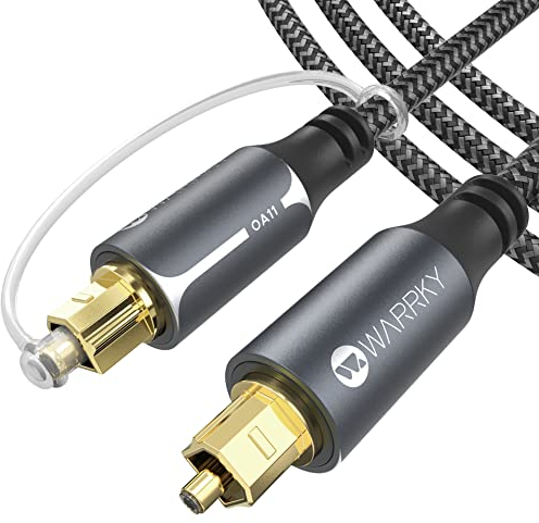 WARRKY Optisches Kabel, Toslink kabel, 3M [Nylon Geflochten, Vergoldeter Stecker, Aluminiumhülse] Digital Optisch Audiokabel, Kompatibel mit LG/Samsung Soundbar, Stereoanlage, Heimkino, PS4, Xbox