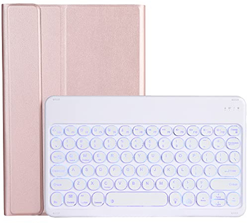 Funda con Teclado ZOMUN para Samsung Galaxy Tab A 10.1 2019 [SM-T510 / SM-T515], [7 Colores de retroiluminación] Teclado inalámbrico Bluetooth, Teclas Redondas