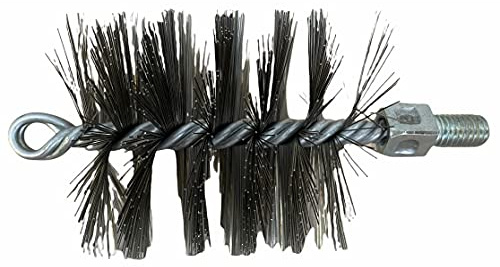 Brosse ronde en acier à hélice avec crochet et goupille fileté pour tuyaux de poêle et de nettoyage de cheminée (Ø 130 mm)