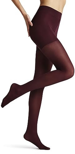 FALKE Damen Strumpfhose Rib Shaping 50 DEN W Ti halb-blickdicht mit Shapingeffekt 1 Stück, Rot Barolo 8596, S-M