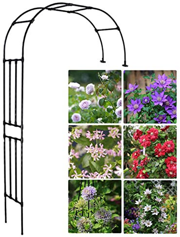 Schwarzer Halbbogen, 20 mm Röhren Metall Hochzeits Torbogen, Garten Rosenbögen 120 x 240 cm, 150 x 240 cm, 180 x 240 cm, 210 x 240 cm, 240 x 240 cm, 280 x 240 cm (Size : 280x240cm/9.1x7.8ft)